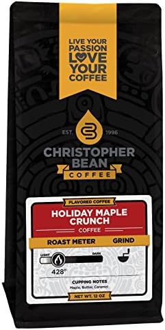 Christopher Bean Regular Flavored Coffee Ground - Sugar-Free, Dairy-Free, Fat-Free Arabica Ground Coffee with Non-GMO Flavoring, Ground Coffee Medium Roast, Salty Chestnut Praline, 12-Ounce Bag