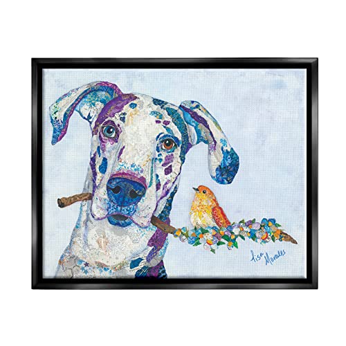 Stupell Industries Dane & Songbird Perched Branch Floral Dog Collage Floating F…