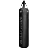 Meister 100lb Filled Heavy Bag for Boxing, MMA &amp; Muay Thai | Professional 60" x 14" punching bag packed with 100% textiles. Commercial-grade vinyl shell &amp; hanger straps built to last