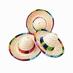 Crazy Night natural straw mini sombrero/new design mini mexican hat,Tabletop Party Supplies (Pack Of 6)