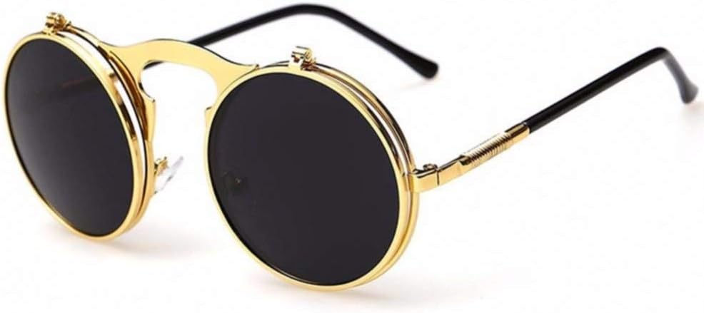 ZHENCHENYZ Flip Up Steampunk Sunglasses Men Round Vintage Mens Sunglass Fashion Glasses UV400