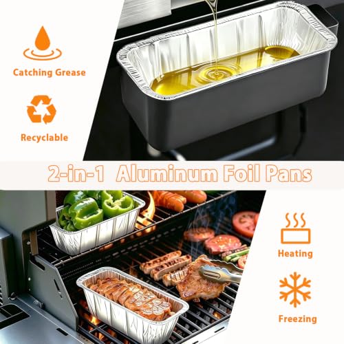50 Pack Drip Pan Liners for Blackstone Griddle 36" 30" 28" 22" 17", a Cleaning Brush, Aluminum Disposable Grease Drip Cup Liners, Grease Catcher Trays,Griddle Accessories for Outdoor Cooking