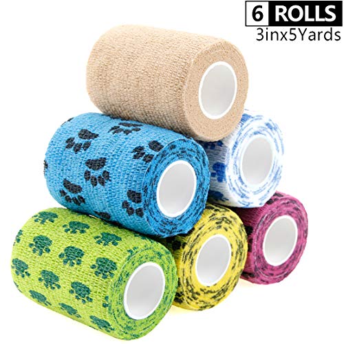 AUPCON Vet Wrap Self Adherent Wrap Cohesive Bandage Animal Bandage Self Adhesive Bandages for Horse, Pets & Ankle Sprains & Swelling 3 Inches