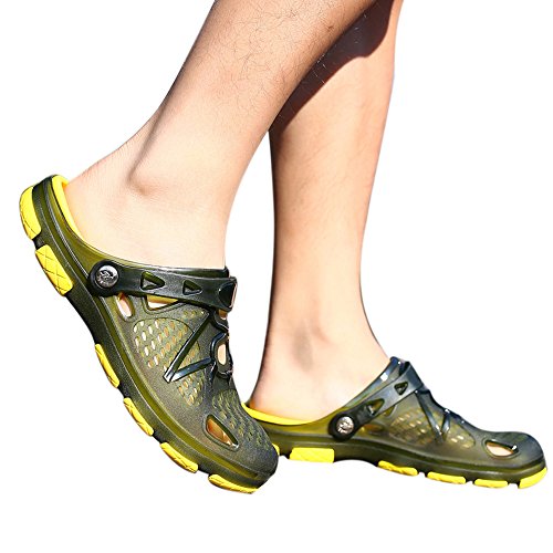 Clearance! Mens Garden Clogs Mules Anti-Slip Beach Sandals Outdoor Breathable Summer Shoes Shower Slippers (Green, US:9)