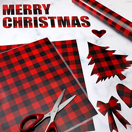 Heat Transfer Vinyl for T-Shirt Christmas Buffalo Plaid Iron On Vinyl Sheet PU HTV Bundle with Tweezers Assorted Colors Works with Cricut and Other Cutters -12’’X10’’-12PCS