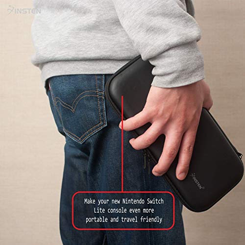 For Nintendo Switch Lite Case, Portable Travel Carrying Case EVA Hard Shell Protective Zip Pouch with Game Card Holder Slots For Switch Lite Edition 2019 New Console & Game Accessories Black by Insten