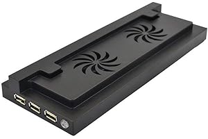 OSTENT USB Dual Cooling Fan Cooler Vertical Stand External USB Port for Microsoft Xbox One S Console Color Black