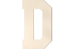 HOMENTHUS Wooden Letters 12 Inch, Large Wooden Letter D Shape Cutout Big Unfinished Vintage Sports Varsity Style Wood Alphabet Letters for Wall Decor Nursery Name Painting Crafts Party Room Home Decoration
