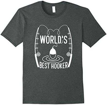 Mens World's Best Hooker T Shirt Funny Fishing Gift Tee XL Dark Heather
