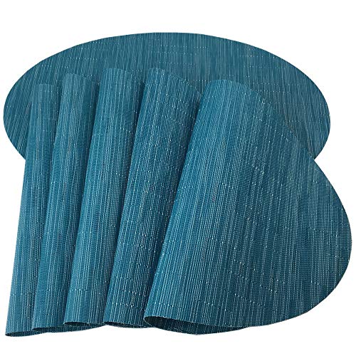RedA Placemats, Imitation Bamboo Oval Woven Vinyl Heat Resistant