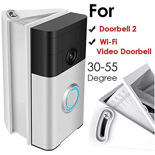 Adjustable Angle Mount Compatible Ring Video Doorbell 2 & Ring Wi-Fi Enabled Video Doorbell, QIBOX Wedge Kit/Angle Adapter/Mounting Plate/Bracket / Ring Corner Kit (ONLY for Ring 1st & 2nd)
