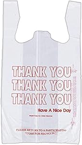 Netko Thank You Shopping Bags - Plastic Grocery Reusable White Bags | T-shirt Bags | Heavy Duty Gift Carrier Market Bags in Bulk 55 Pack