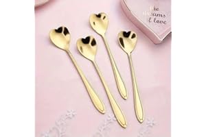 4pcs Heart-Shaped Coffee Spoons Set, Stainless Steel Golden Mixing Flatware, Elegant Party Utensils For Home, Kitchen, Ideal 