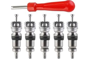 Red Tyre Valve Core Remover Removal Tool Key & 5 Valve Cores for Car Truck Motorcycle Replacement Tire Tyre Valve Stem Core P