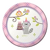 Creative Converting 8 Count Paper Dessert Plates, Happi Woodland-Girl