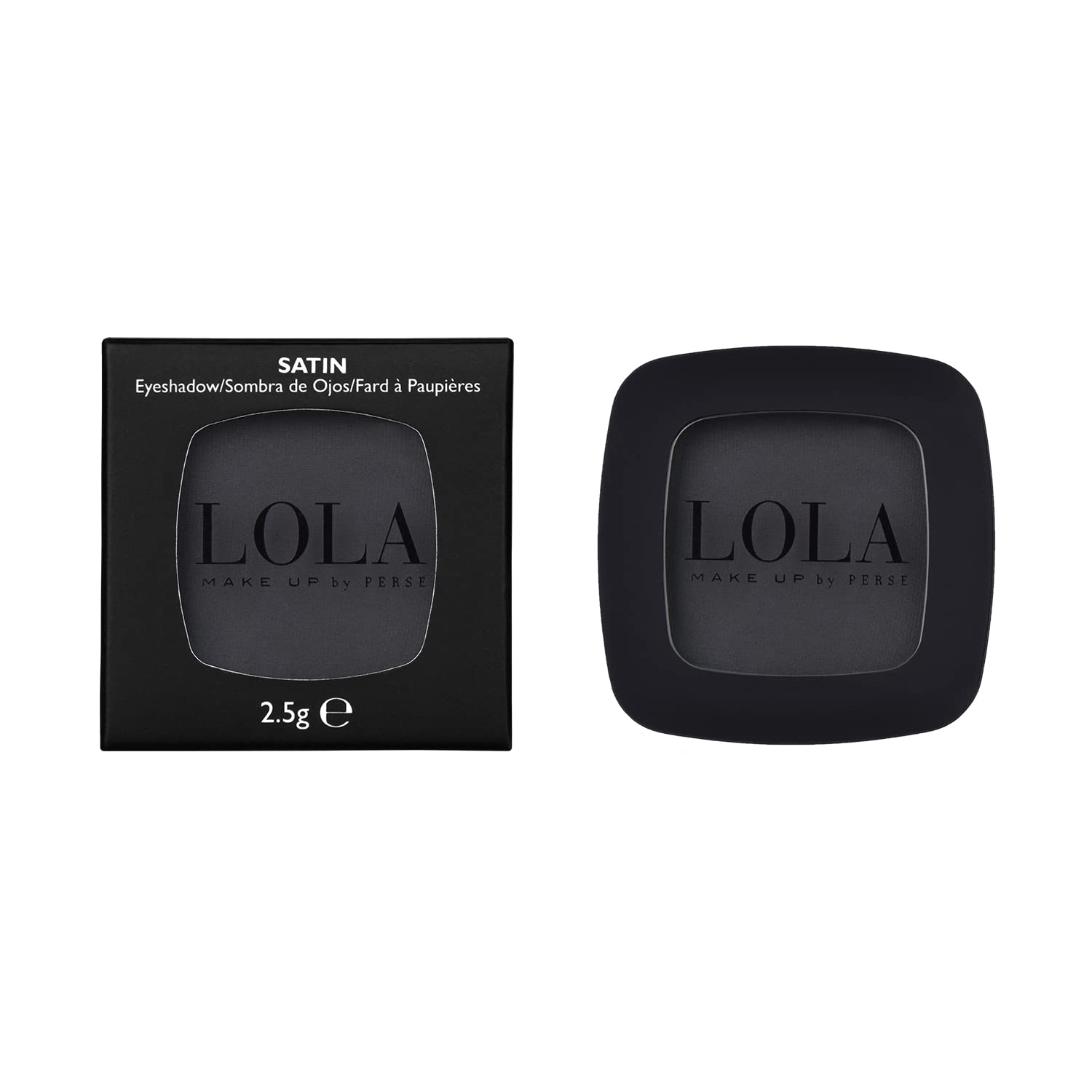 Lola Make-Up Mono Eyeshadow, Black, Satin, Rich Intense Pigmentation, High Coverage, Use Wet & Dry, All Skin Tone, Mineral Oil Free, Vegan & Cruelty Free, No. 001