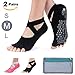 Hylaea Yoga Socks for Women, Non Slip Grip Socks for Pilates, Ballet, Barre, Bikram, Studio, Workout (Black/Watermelon Red, Small/Medium (Women's shoe 6-11))