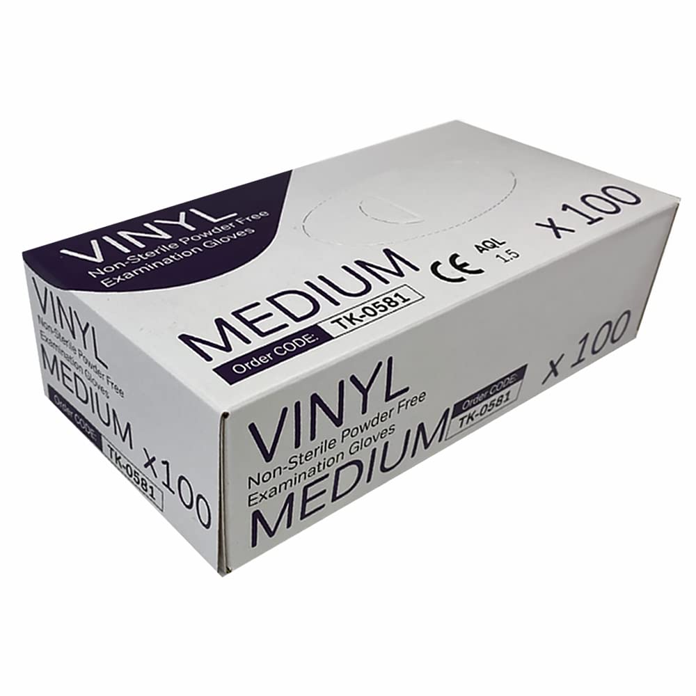 Countrywide Healthcare Powder Free Clear Vinyl Gloves - Medium - Box Of 100