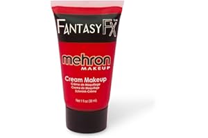 Mehron Makeup Fantasy FX Cream Makeup | Water Based | Halloween | Red Face Paint & Body Paint For Adults 1 fl oz (30ml) (RED)