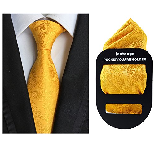 Lot 6 Pcs Mens Ties and 6 Free Matching Pocket Squares, Men's Classic Tie Necktie Woven Jacquard Neck Ties Gift box packing (6+6 style 10)