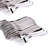 SimpleHomeCo. Premium Mini Plastic Forks for Appetizers - 100 Pieces 4 Inches - Stainless Steel Finished, Silver, Disposable - Perfect for Tastings and Desserts
