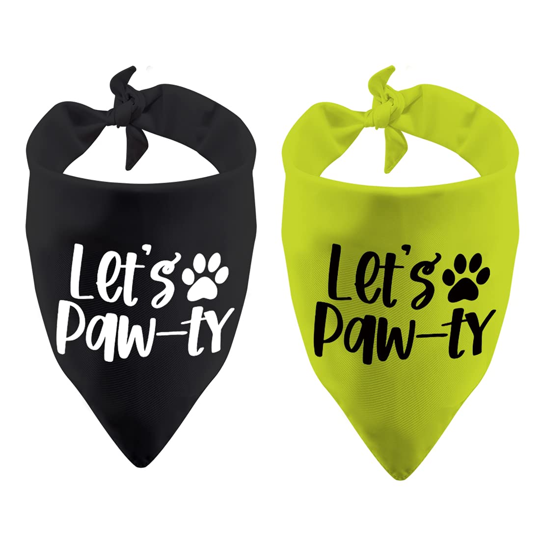 2 Pack Let's Paw-ty Dog Bandana Birthday Bandana Party Bandana Animal Neckwear (Let's Paw-ty)