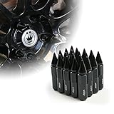 Xprite Black Aluminum Mounted 90mm Spike Extended Nut Refit Wheel Lug Nuts / Tire Screw M12x1.5