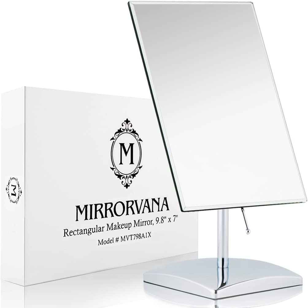 Large Free Standing Mirror for Bathroom Countertop, Dressing Table, Desk and Bedroom Vanity - True Frameless Face Mirror For Makeup and Shaving - 25 x 18cm