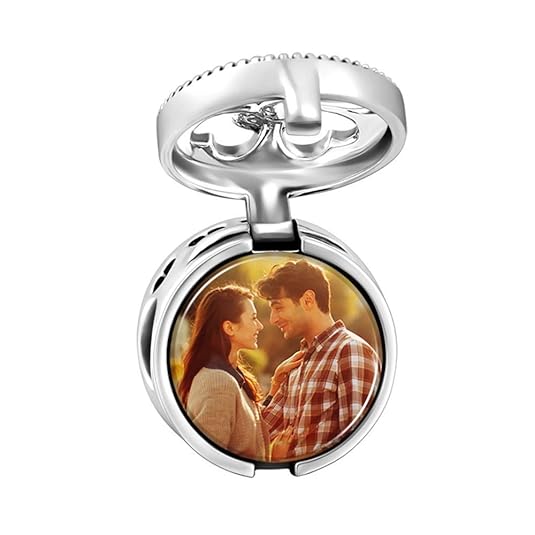 Soufeel Personalisiert Foto Charm Anhänger mit Swarovski Kristall Rund Geschenk Box 925 Sterling Silber