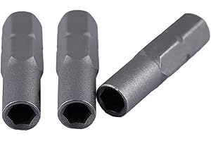 TorSor 3 Pack Screw Driver Bit Adapter Standard 6.35mm 1/4" Outside To System 4mm Inside Micro Bit Hex Socket Shank for Manua