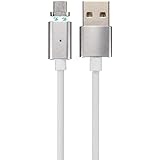 Micro USB Cable, ECVILLA Metal Magnetic 2 in1 Lightning to USB Sync Charge Cable Cord Charger with Aluminum Connector for iPhone 6s 7 plus iPad Samsung Galaxy HTC LG Android Smartphone (Silver)