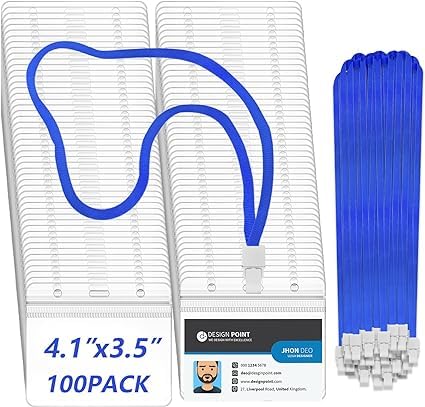 xinfedi Lanyard with Card Holder, 100PCS Lanyards for Neck with Horizontal Card Holder, Clear Waterproof Badge Holder with Lanyard for Office Business School โ image 1