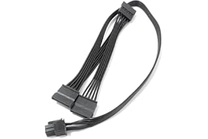 GinTai SATA Power Cable 6 Pin to 3x15 Pin Replacement for Seasonic/Antec PSUs, BTC Mining Riser Splitter, Hard Drive Adapter 