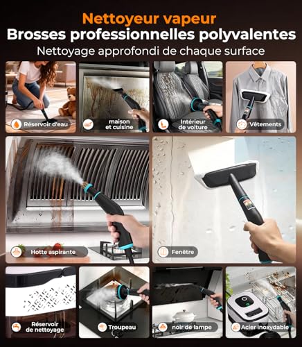 18-IN-1 Steam Cleaner【99.99% Germs Eliminated – German SPJ Technology】【9S Turbo Steam – Intelligent Turbo Steam System】Versatile Steam Cleaner, Floor Steam Mop – Home and Kitchen