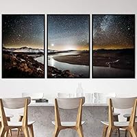 3 Piece Framed Canvas Wall Art Starry Sky Canvas Prints Home Artwork Decoration for Living Room,Bedroom - 16