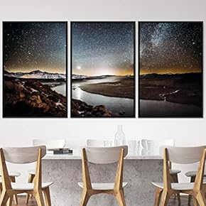 signwin 3 Piece Framed Canvas Wall Art Starry...