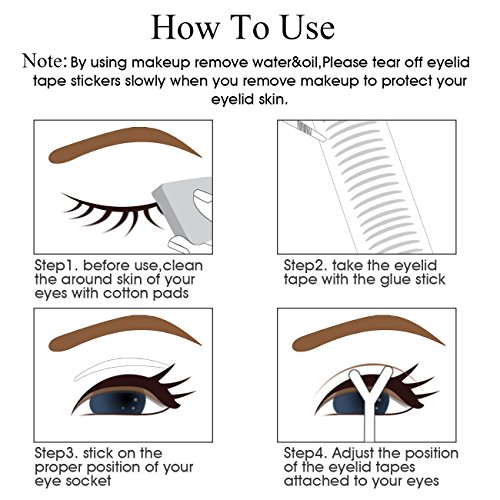 VOLLUCK 540 PCS Invisible Double Eyelid Tape Fiber Makeup Sticker Breathable Eyelid Tape Self-adhesive Instant Eye Lift Without Surgery Perfect Double Eyelid Tool for Hooded,Droopy,Slim and Wide Size