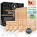 Cheese Board Set: 13x13.4x2 Inch All Bamboo Tray with Slide Out Drawer, 4-Piece Cutlery, Coasters and Guide in a Gift Box, Perfect Housewarming Gift & Best Gift for Every Kitchen