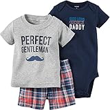 Carters Baby Boys 3-Piece Bodysuit & Shorts Set Perfect Gentleman Navy