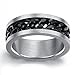 Topick Men's Fashion Black Stainless Steel Wide 8mm Spinner Chain-Shaped Ring (12)