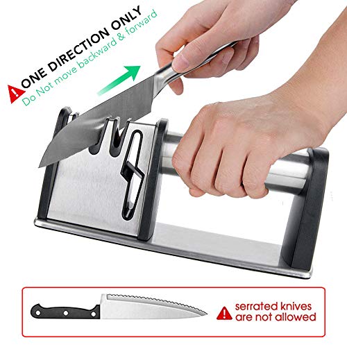 Professional Kitchen Knife and Scissor Sharpener, 4 Stage Professional Manual Sharpening Tool can Help to Repair, Restore, and Polish Blades