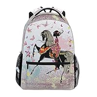 Backpacks Butterfly Girl Horse School BookBags Travel Laptop Daypack Bag Purse for Girls Kids Boys Mens Womens