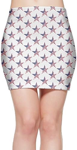 USA Flag Star American Grils Ease In To Comfort Stretchable Above The Knee Stretch Slim Skirt