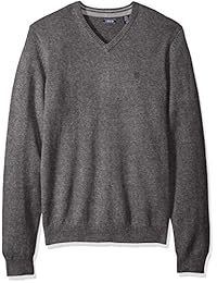 IZOD Premium Essentials Sweater sólido con cuello en V para hombre, calibre 12