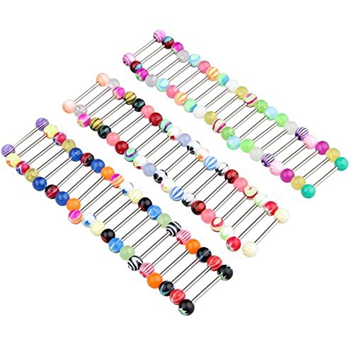 Buy Lot of 60 Pcs MIX Assorted Ball Tongue Ring Surgical Steel Plastic