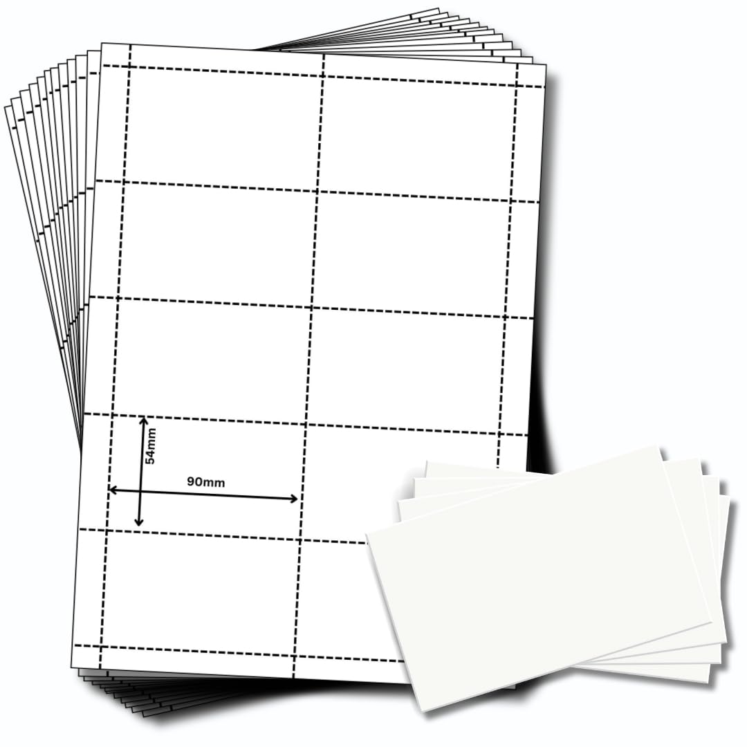 OfficeGear Name Badge Inserts Business ID Badges Refills (550 Pack) 90x54mm - White A4 Printable Card 150 GSM - 55 Sheet 550 Perforated Cards
