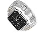HUANLONG Compatible with Apple Watch Band, Solid Stainless Steel Metal Replacement Watchband Bracelet with Compatible with iWatch Series 1/2/3/4/5(LS 42mm Silver/Rose gold)