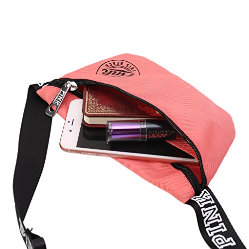 BKID Nylon Waist Pack Zipper Waist Bag Smart Phone Sport Case Travel Fanny Bag Card Pocket (Orange) - Thumbnail 2