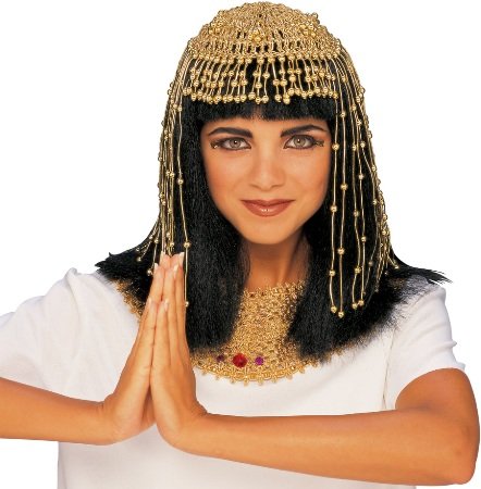 Cleopatra Wig with Beaded Headpiece Costume Accessory