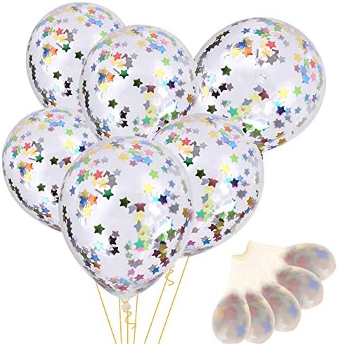 Sonicee 12" 36" Confetti & Star Sequined Balloons for Xmas Birthday Wedding Engagement Decorative (#1, 10pcs)